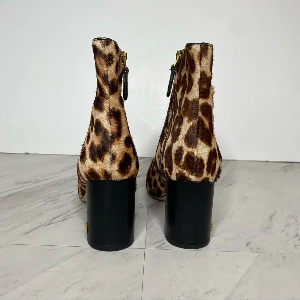 Tory Burch Brooke Leopard Heeled Bootie 5 1/2 M